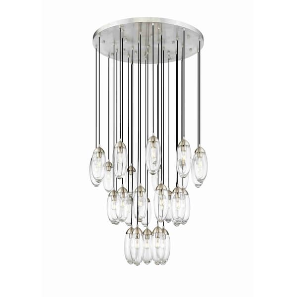 Z-Lite Arden Chandelier, 27-Light, 36 In.W x 12 In.H, Brushed Nickel/Clear 651P-27R-BN - main